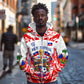 Custom Haiti Football Champions Zip Hoodie Haitian Soccer Fan - Tanbou Drums Tropical Flowers