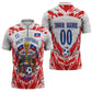 Custom Haiti Football Champions Zipper Polo Shirt Haitian Soccer Fan - Tanbou Drums Tropical Flowers
