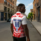 Custom Haiti Football Champions Zipper Polo Shirt Haitian Soccer Fan - Tanbou Drums Tropical Flowers