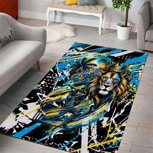 Saint Lucia Kings Cricket Area Rug Born To Lead Caribbean Cricket Graffiti Splash Art