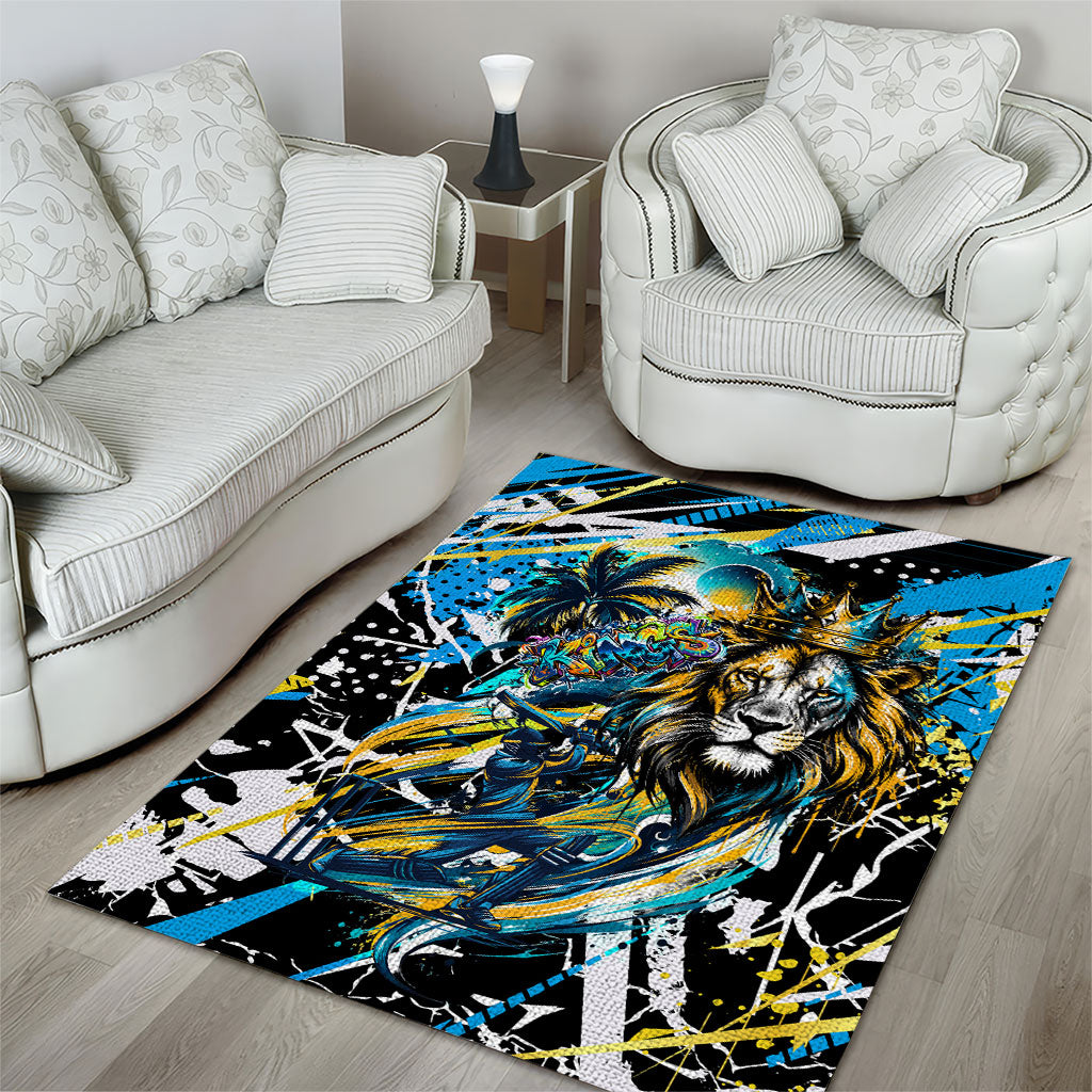 Saint Lucia Kings Cricket Area Rug Born To Lead Caribbean Cricket Graffiti Splash Art