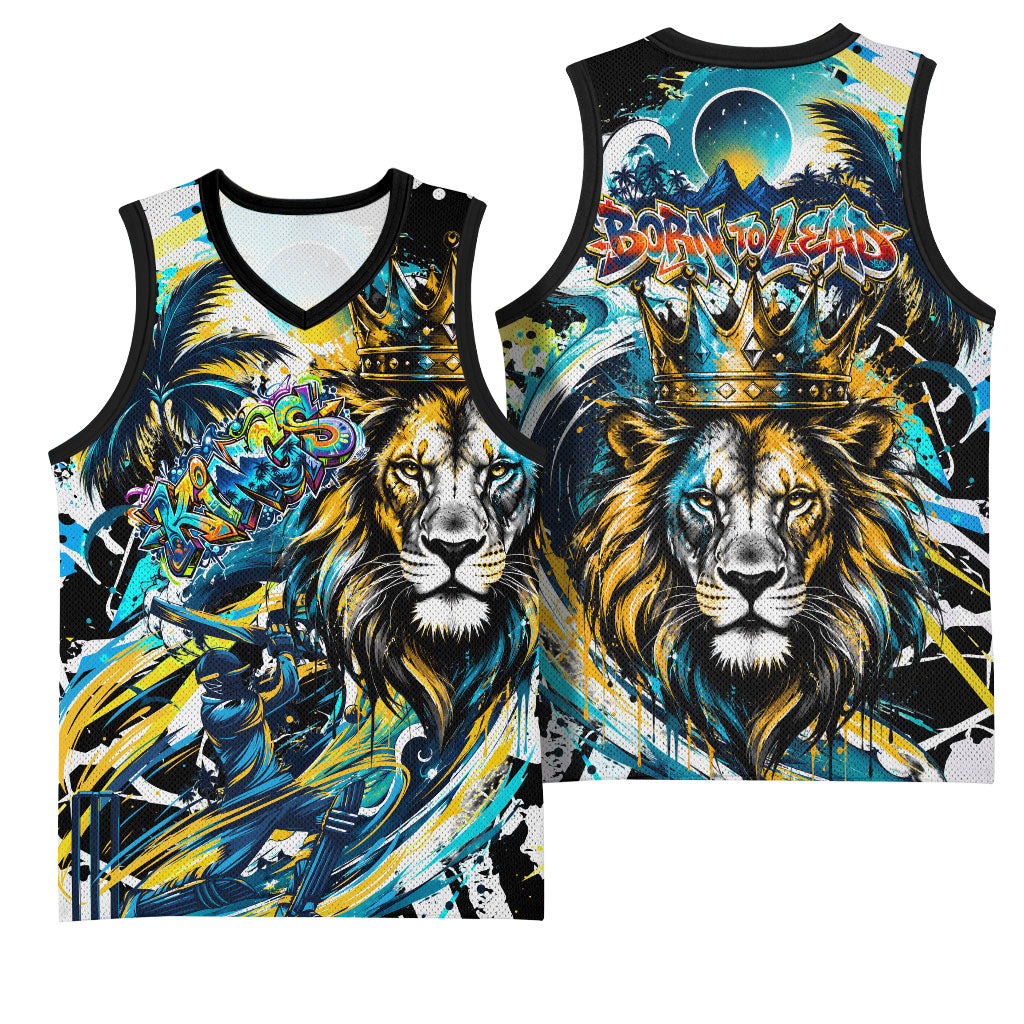 Saint Lucia Kings Cricket Basketball Jersey Born To Lead Caribbean Cricket Graffiti Splash Art