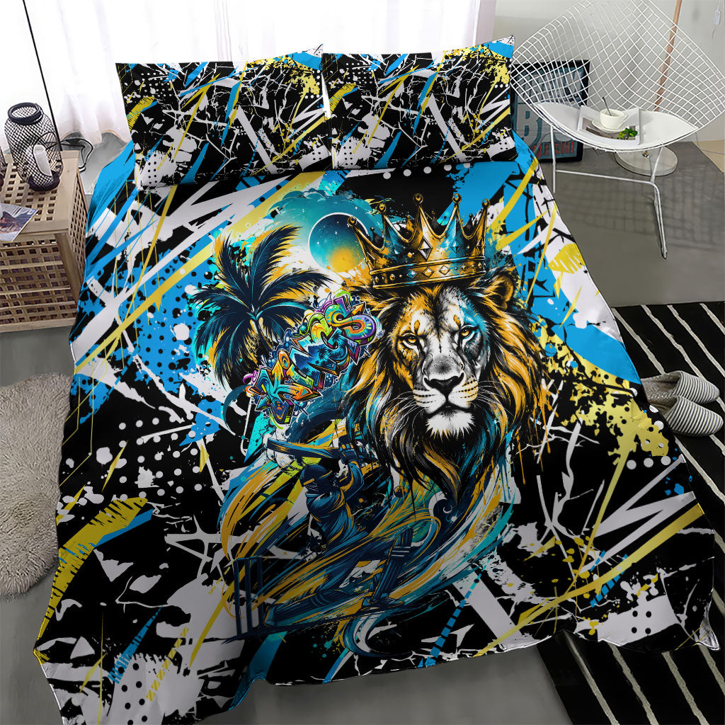 Saint Lucia Kings Cricket Bedding Set Born To Lead Caribbean Cricket Graffiti Splash Art