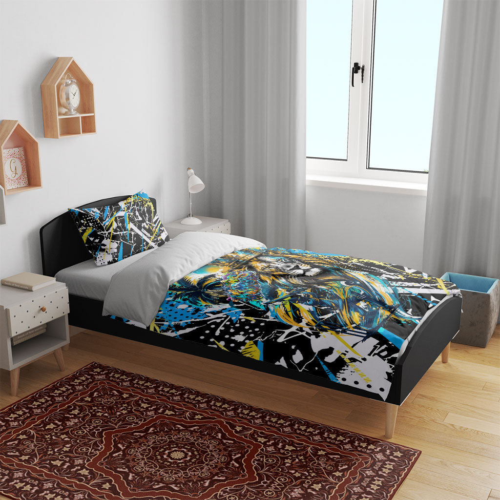 Saint Lucia Kings Cricket Bedding Set Born To Lead Caribbean Cricket Graffiti Splash Art