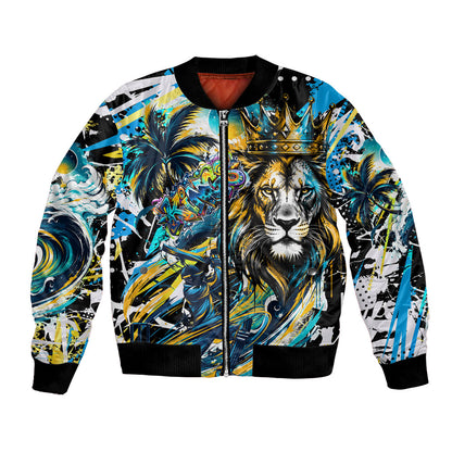 Saint Lucia Kings Cricket Bomber Jacket Born To Lead Caribbean Cricket Graffiti Splash Art
