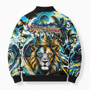 Saint Lucia Kings Cricket Bomber Puffer Jacket Born To Lead Caribbean Cricket Graffiti Splash Art
