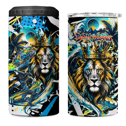 Saint Lucia Kings Cricket 4 in 1 Can Cooler Tumbler Born To Lead Caribbean Cricket Graffiti Splash Art