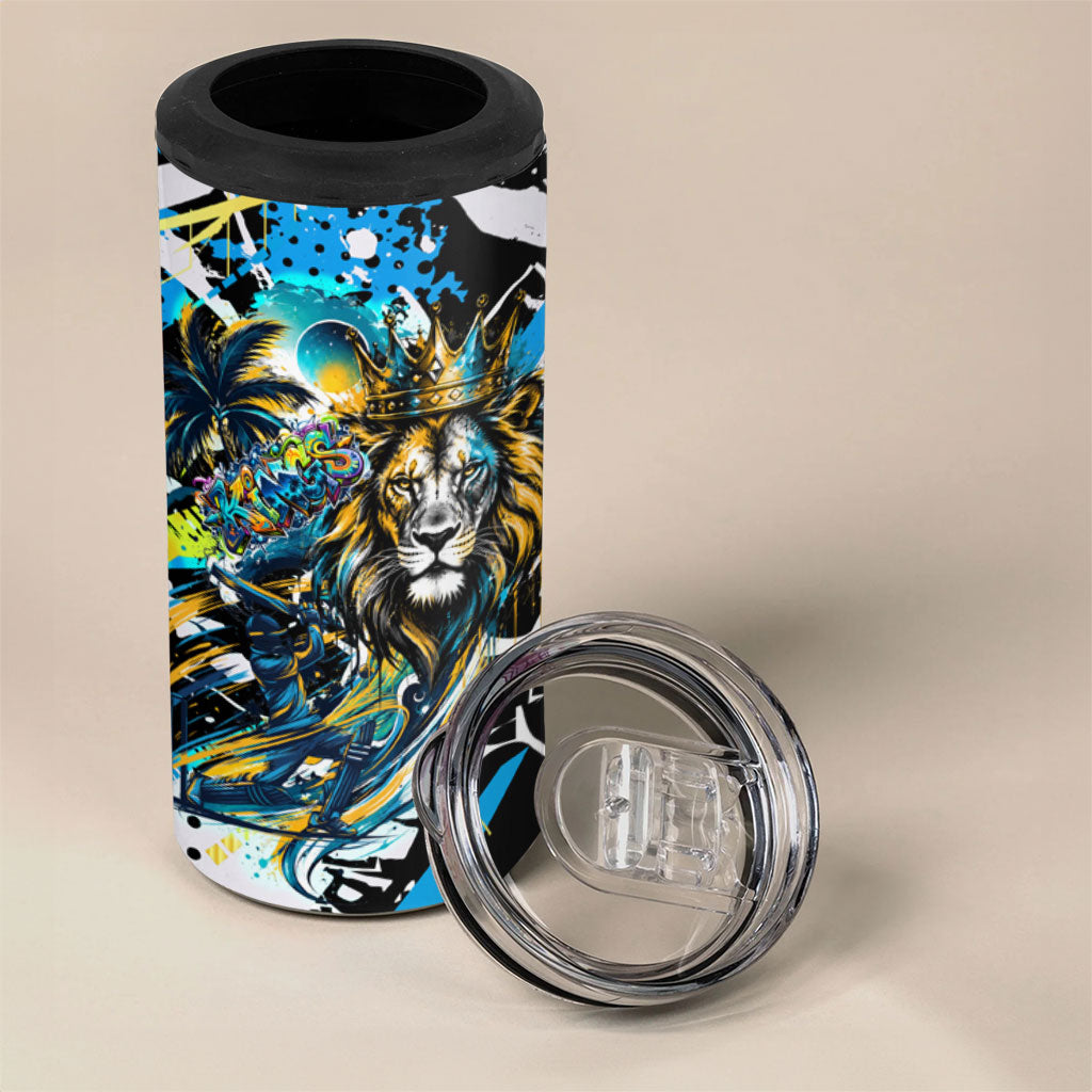 Saint Lucia Kings Cricket 4 in 1 Can Cooler Tumbler Born To Lead Caribbean Cricket Graffiti Splash Art