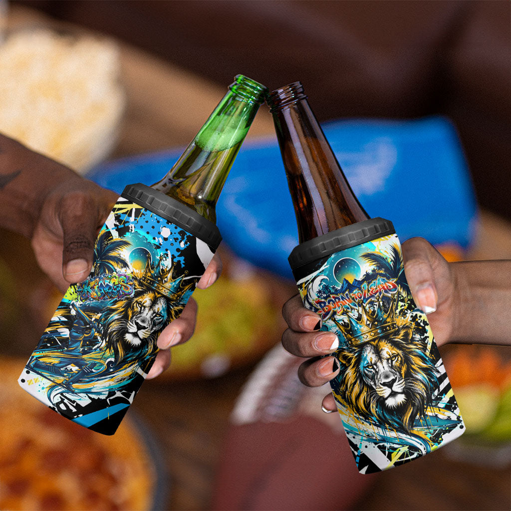 Saint Lucia Kings Cricket 4 in 1 Can Cooler Tumbler Born To Lead Caribbean Cricket Graffiti Splash Art