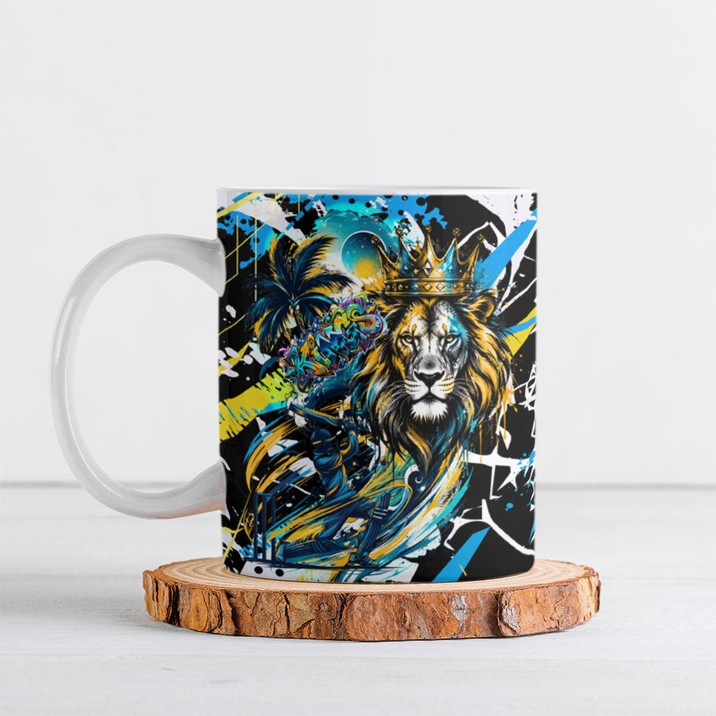Saint Lucia Kings Cricket Ceramic Mug Born To Lead Caribbean Cricket Graffiti Splash Art