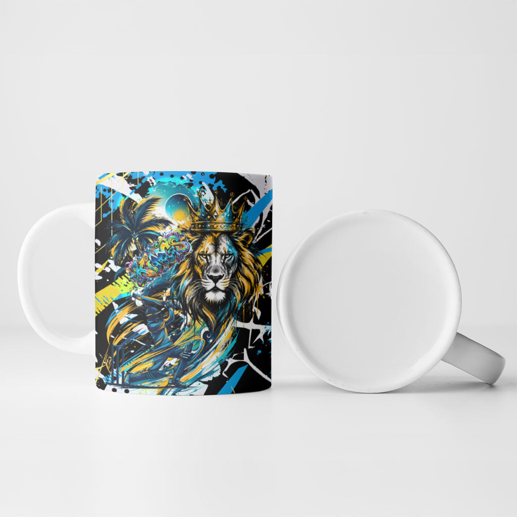 Saint Lucia Kings Cricket Ceramic Mug Born To Lead Caribbean Cricket Graffiti Splash Art