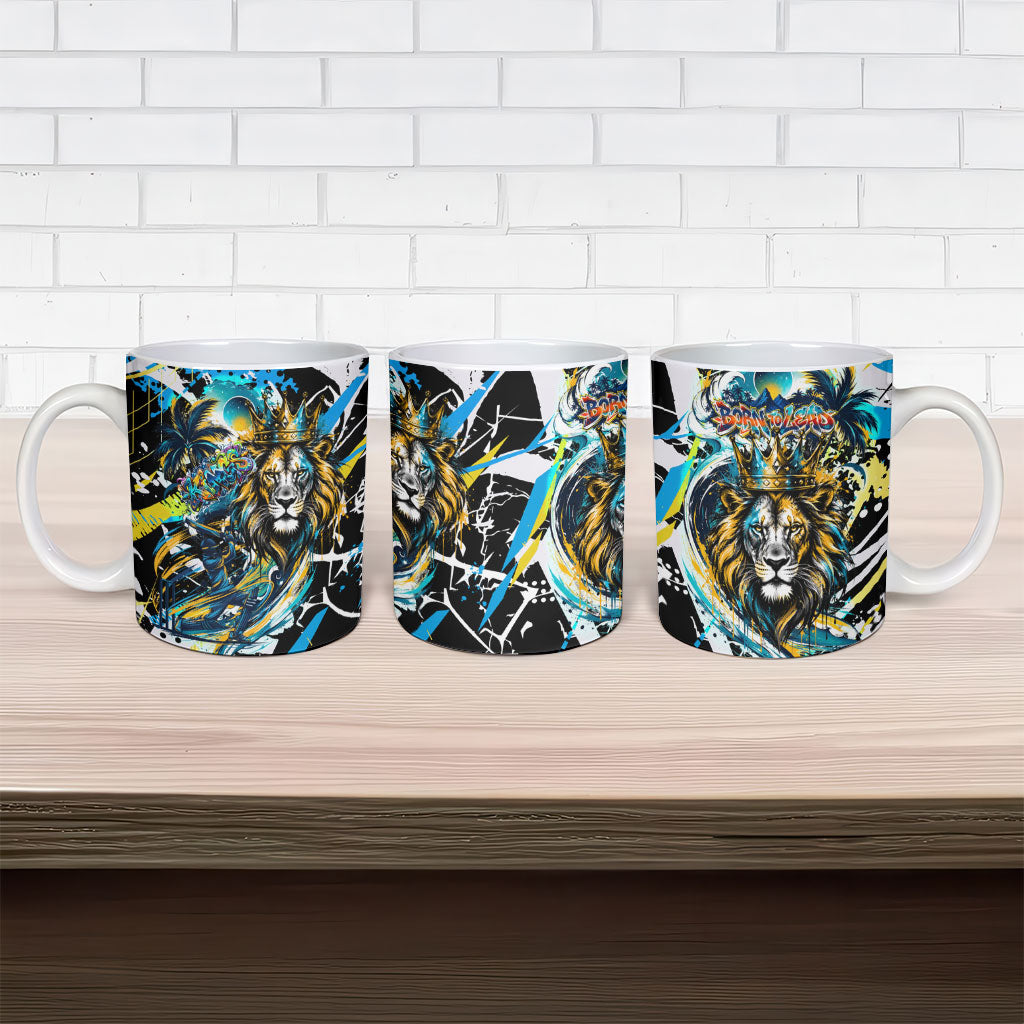 Saint Lucia Kings Cricket Ceramic Mug Born To Lead Caribbean Cricket Graffiti Splash Art