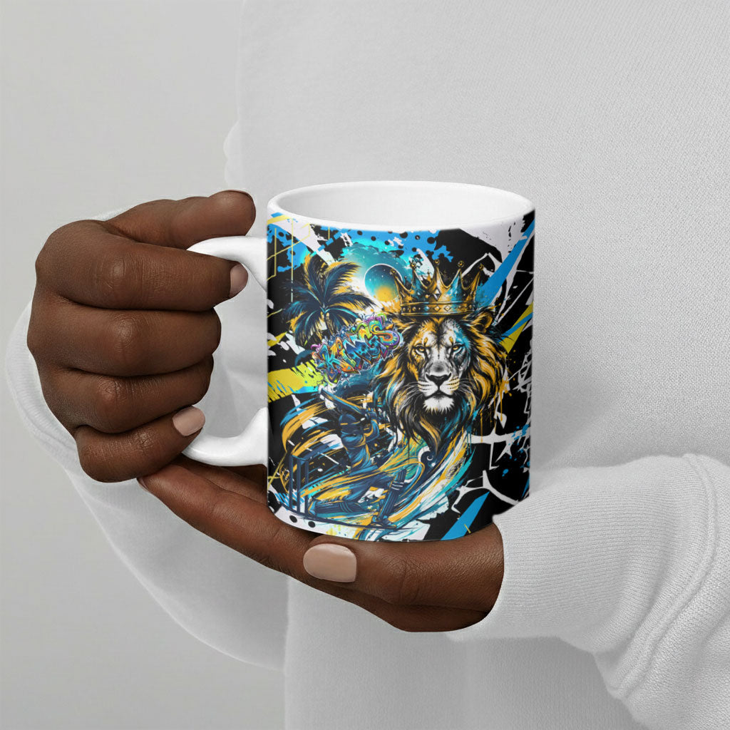 Saint Lucia Kings Cricket Ceramic Mug Born To Lead Caribbean Cricket Graffiti Splash Art