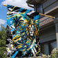 Saint Lucia Kings Cricket Garden Flag Born To Lead Caribbean Cricket Graffiti Splash Art