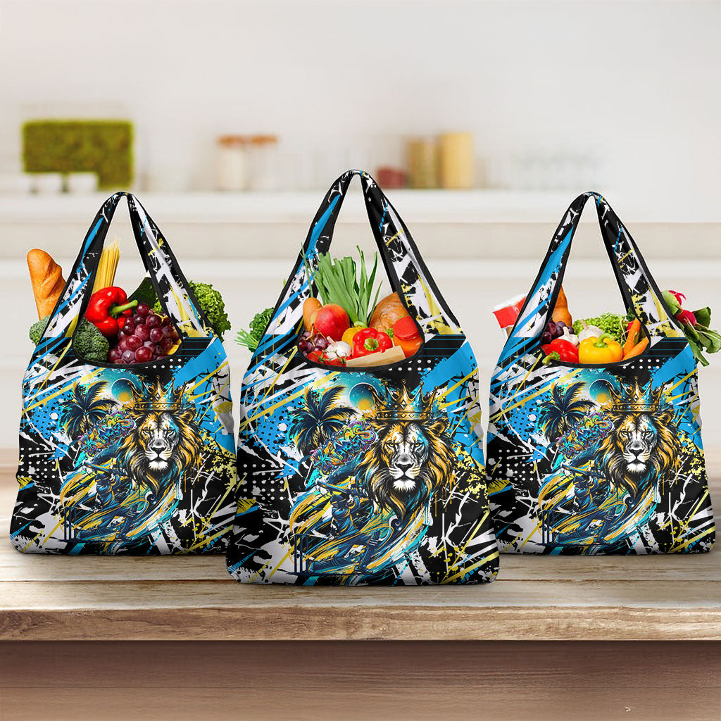 Saint Lucia Kings Cricket Grocery Bag Born To Lead Caribbean Cricket Graffiti Splash Art