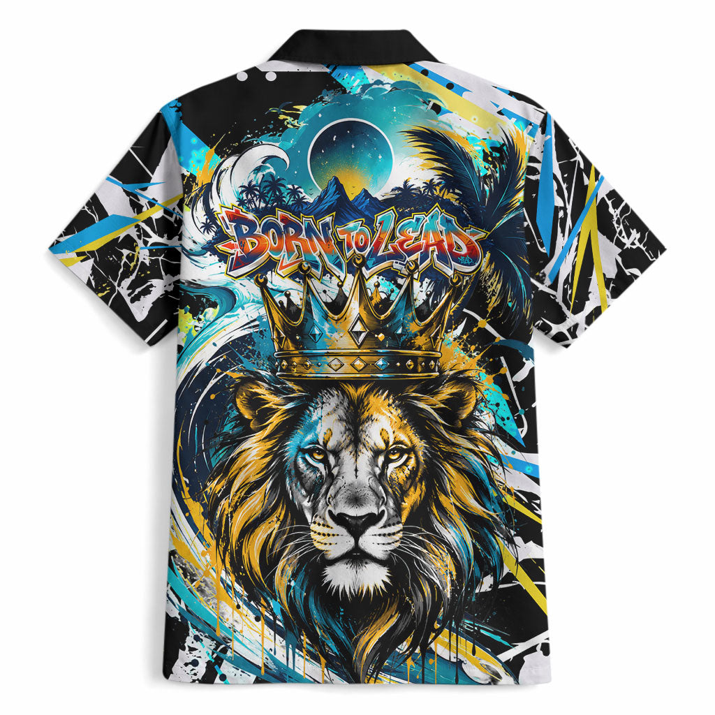 Saint Lucia Kings Cricket Hawaiian Shirt Born To Lead Caribbean Cricket Graffiti Splash Art