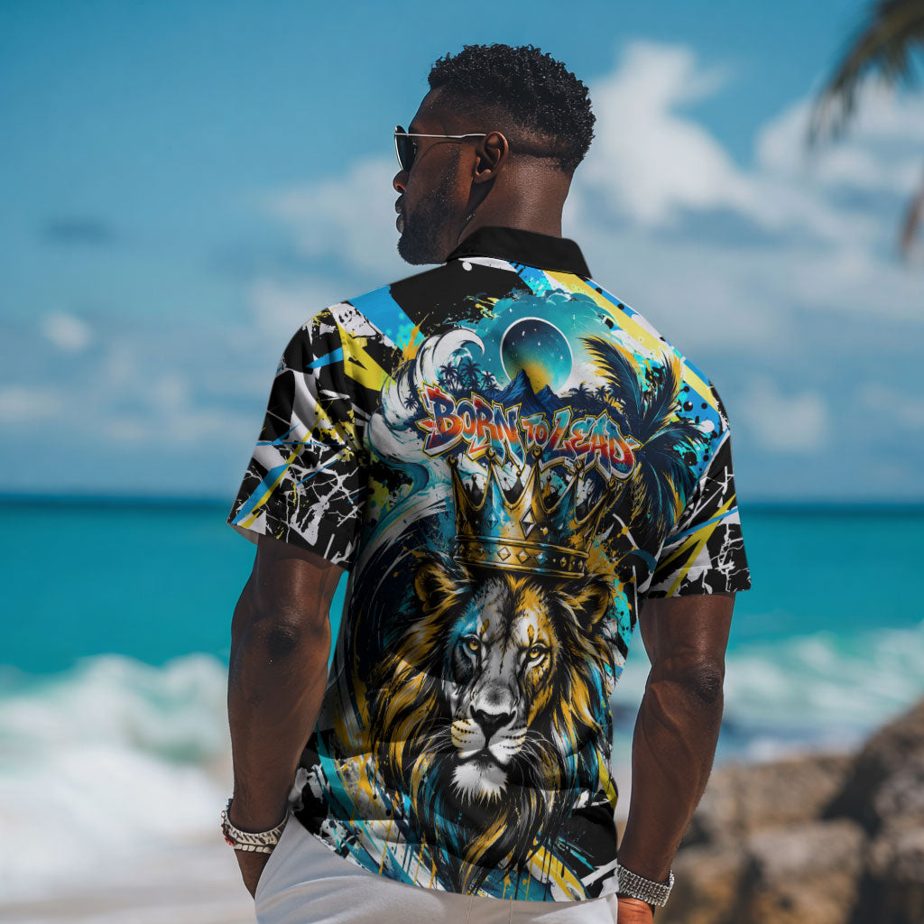 Saint Lucia Kings Cricket Hawaiian Shirt Born To Lead Caribbean Cricket Graffiti Splash Art