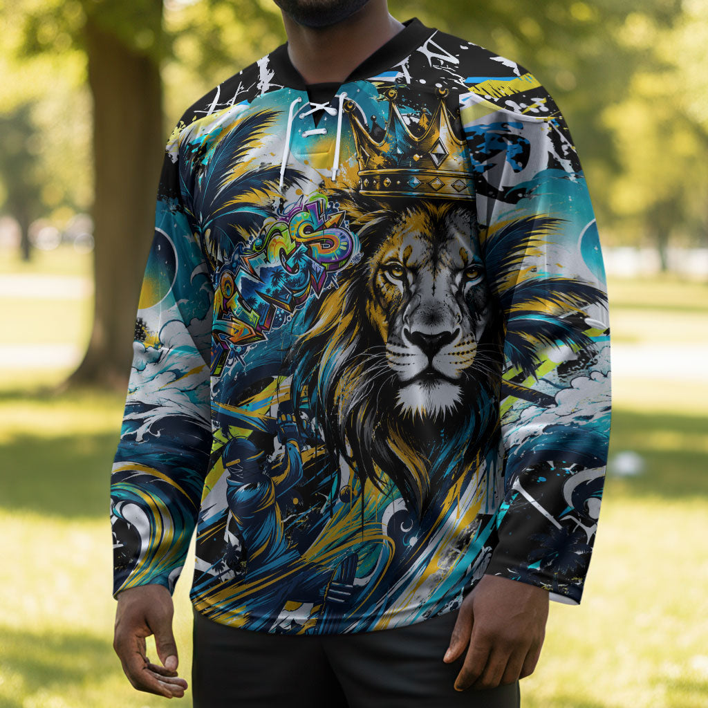 Saint Lucia Kings Cricket Hockey Jersey Born To Lead Caribbean Cricket Graffiti Splash Art