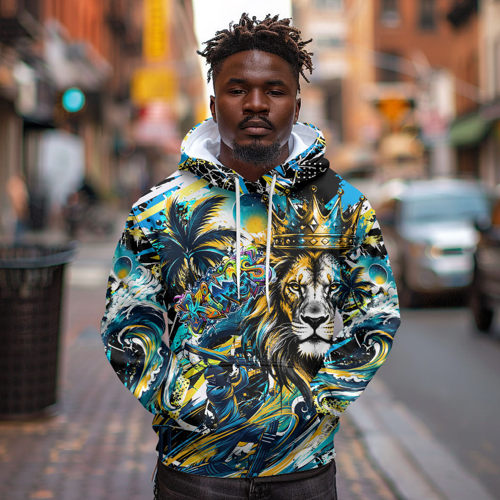 Saint Lucia Kings Cricket Hoodie Born To Lead Caribbean Cricket Graffiti Splash Art