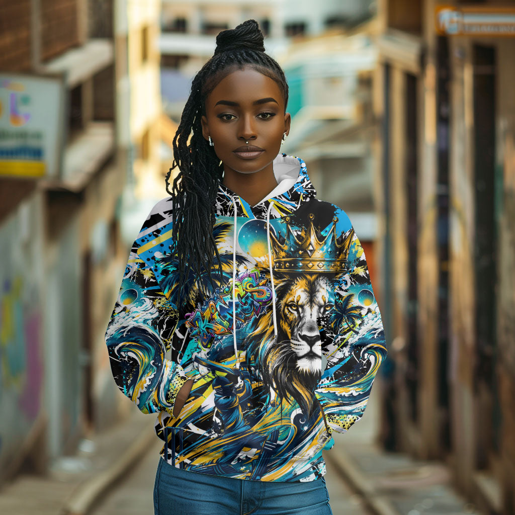 Saint Lucia Kings Cricket Hoodie Born To Lead Caribbean Cricket Graffiti Splash Art