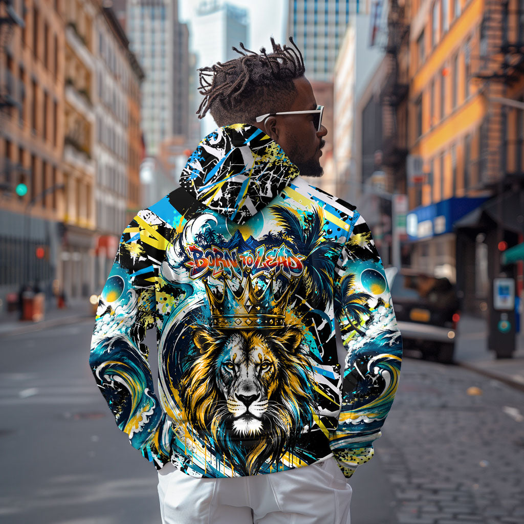 Saint Lucia Kings Cricket Hoodie Born To Lead Caribbean Cricket Graffiti Splash Art