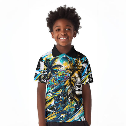 Saint Lucia Kings Cricket Kid Polo Shirt Born To Lead Caribbean Cricket Graffiti Splash Art