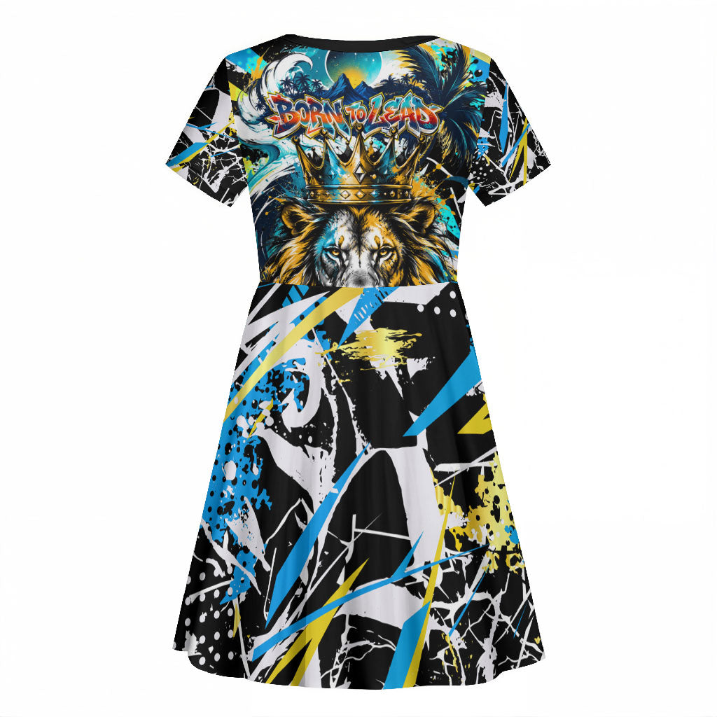 Saint Lucia Kings Cricket Kid Short Sleeve Dress Born To Lead Caribbean Cricket Graffiti Splash Art