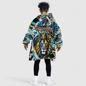 Saint Lucia Kings Cricket Kid Wearable Blanket Hoodie Born To Lead Caribbean Cricket Graffiti Splash Art