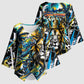 Saint Lucia Kings Cricket Kimono Sleeve Blouse Born To Lead Caribbean Cricket Graffiti Splash Art