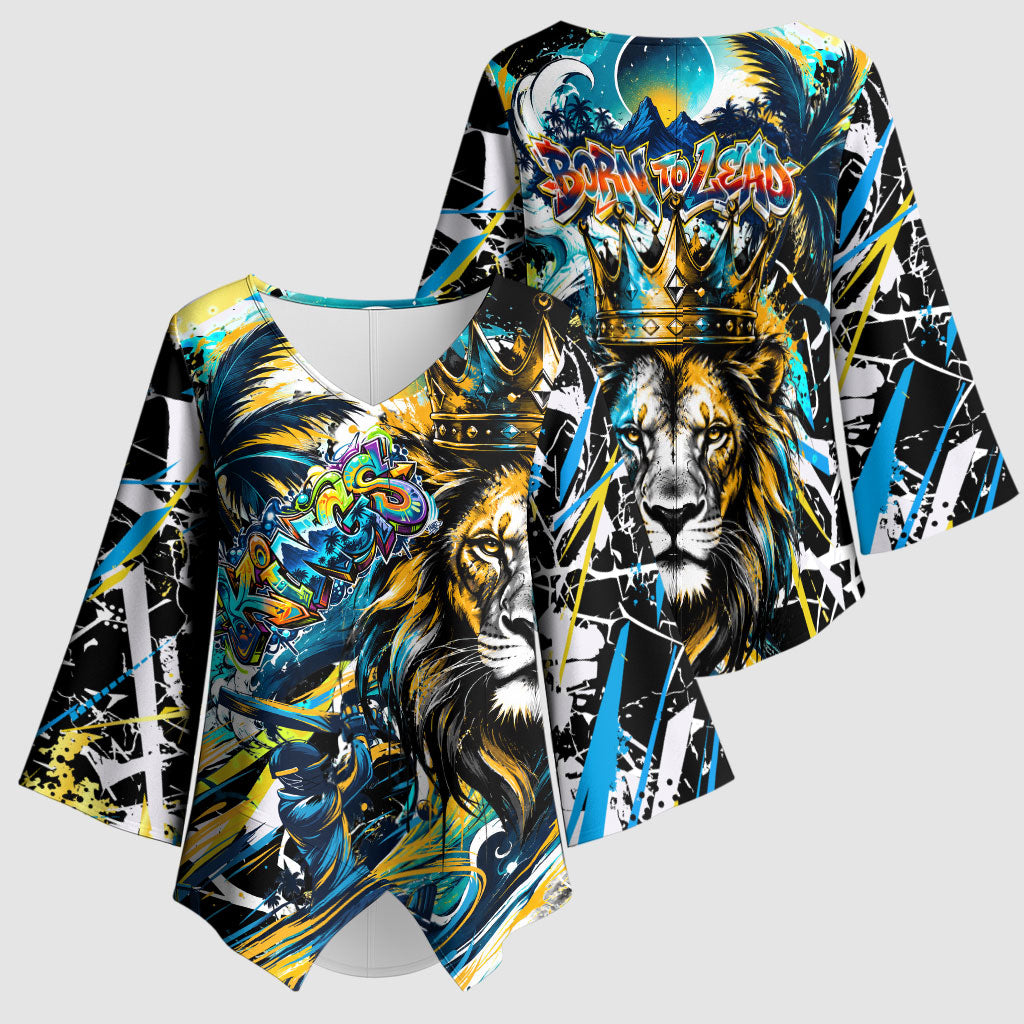 Saint Lucia Kings Cricket Kimono Sleeve Blouse Born To Lead Caribbean Cricket Graffiti Splash Art