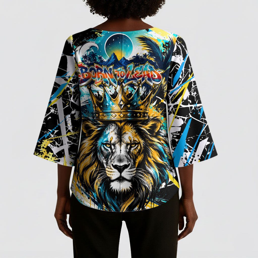 Saint Lucia Kings Cricket Kimono Sleeve Blouse Born To Lead Caribbean Cricket Graffiti Splash Art