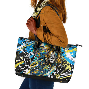 Saint Lucia Kings Cricket Leather Tote Bag Born To Lead Caribbean Cricket Graffiti Splash Art
