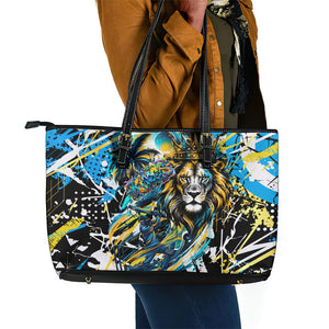 Saint Lucia Kings Cricket Leather Tote Bag Born To Lead Caribbean Cricket Graffiti Splash Art
