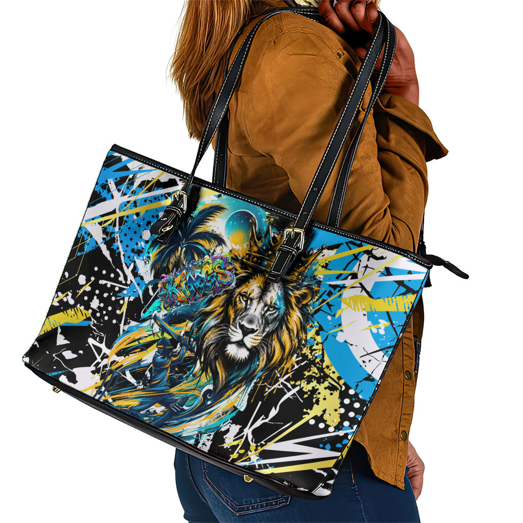 Saint Lucia Kings Cricket Leather Tote Bag Born To Lead Caribbean Cricket Graffiti Splash Art
