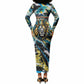 Saint Lucia Kings Cricket Long Sleeve Bodycon Dress Born To Lead Caribbean Cricket Graffiti Splash Art
