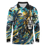 Saint Lucia Kings Cricket Long Sleeve Polo Shirt Born To Lead Caribbean Cricket Graffiti Splash Art