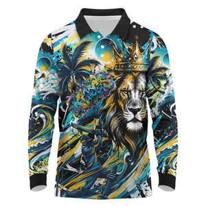 Saint Lucia Kings Cricket Long Sleeve Polo Shirt Born To Lead Caribbean Cricket Graffiti Splash Art