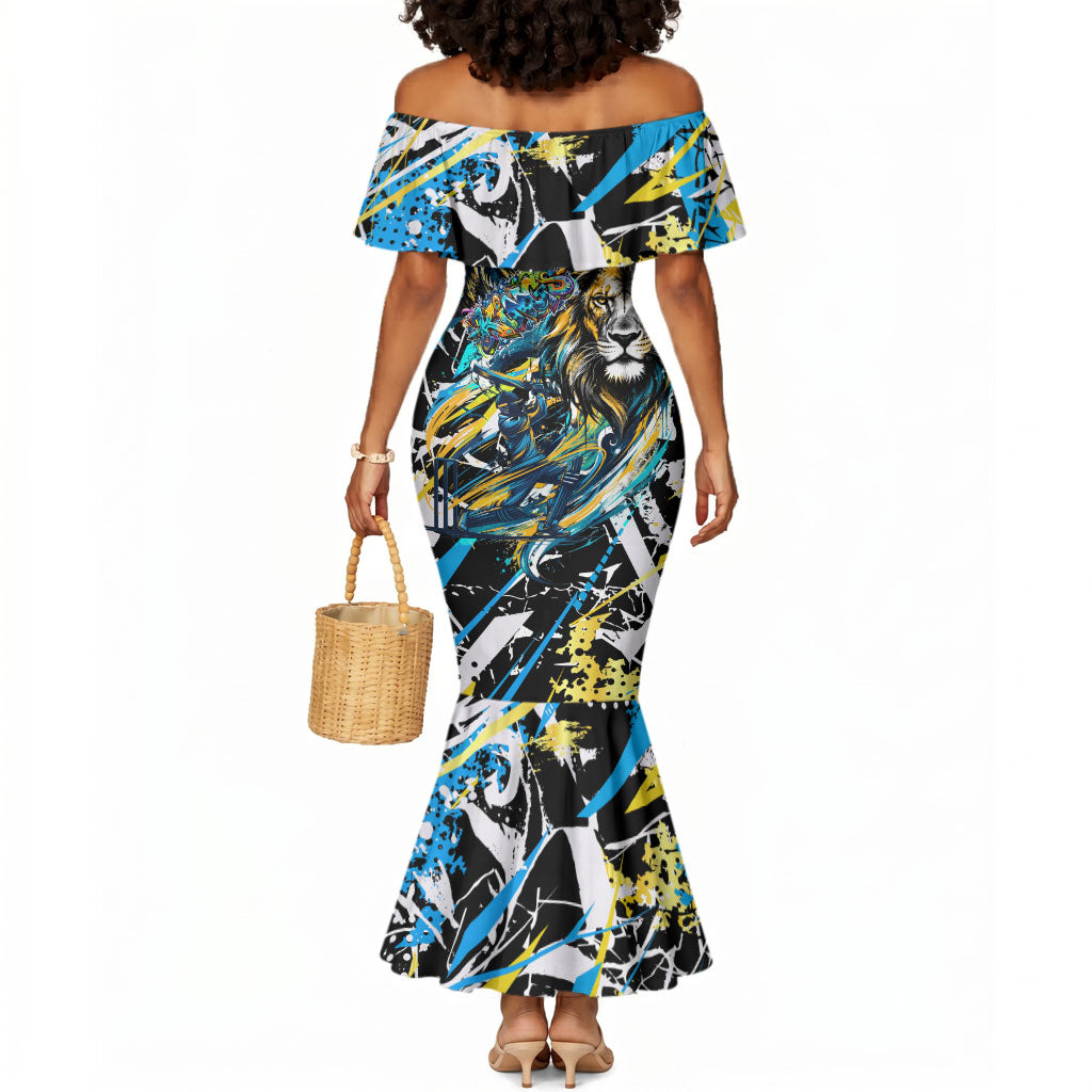Saint Lucia Kings Cricket Mermaid Dress Born To Lead Caribbean Cricket Graffiti Splash Art