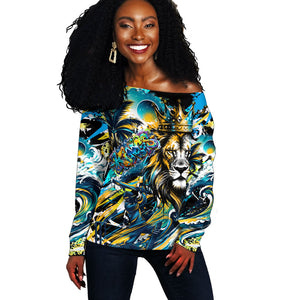 Saint Lucia Kings Cricket Off Shoulder Sweater Born To Lead Caribbean Cricket Graffiti Splash Art