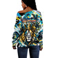 Saint Lucia Kings Cricket Off Shoulder Sweater Born To Lead Caribbean Cricket Graffiti Splash Art