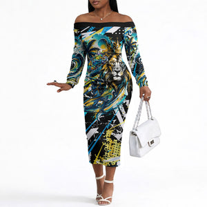 Saint Lucia Kings Cricket Off The Shoulder Long Sleeve Dress Born To Lead Caribbean Cricket Graffiti Splash Art