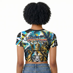 Saint Lucia Kings Cricket Raglan Cropped T shirt Born To Lead Caribbean Cricket Graffiti Splash Art