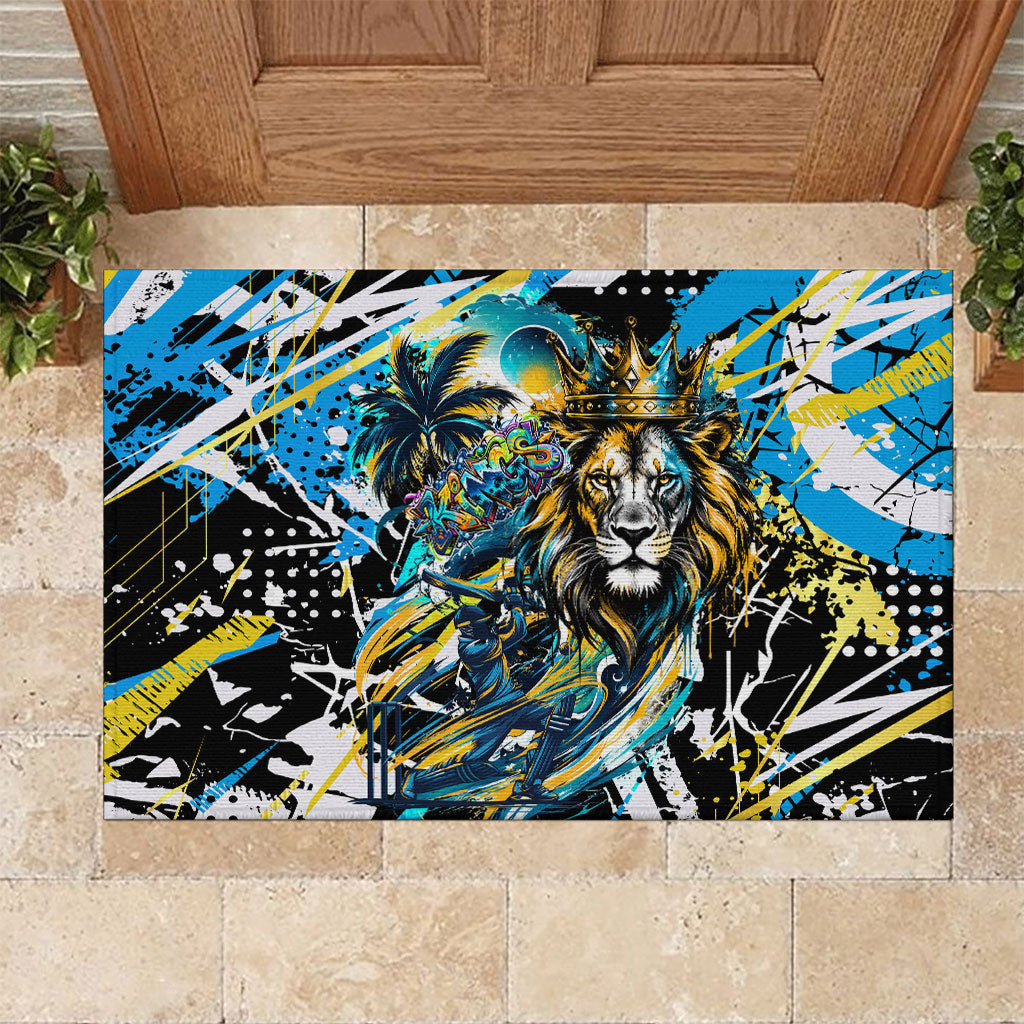 Saint Lucia Kings Cricket Rubber Doormat Born To Lead Caribbean Cricket Graffiti Splash Art