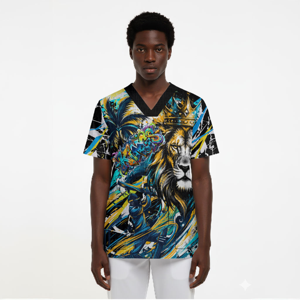 Saint Lucia Kings Cricket Scrub Top Born To Lead Caribbean Cricket Graffiti Splash Art