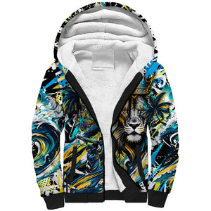 Saint Lucia Kings Cricket Sherpa Hoodie Born To Lead Caribbean Cricket Graffiti Splash Art
