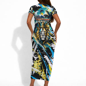 Saint Lucia Kings Cricket Short Sleeve Bodycon Dress Born To Lead Caribbean Cricket Graffiti Splash Art