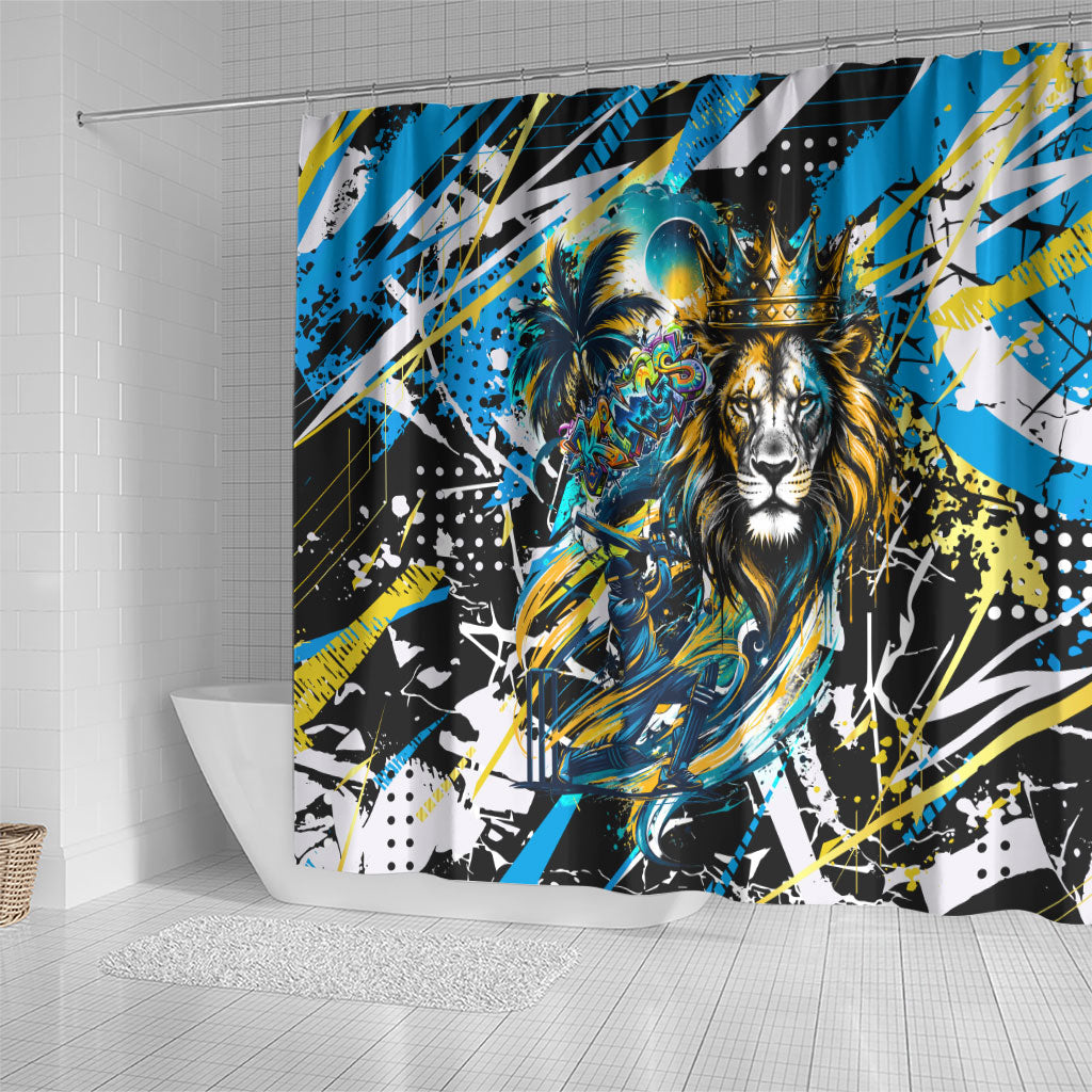 Saint Lucia Kings Cricket Shower Curtain Born To Lead Caribbean Cricket Graffiti Splash Art