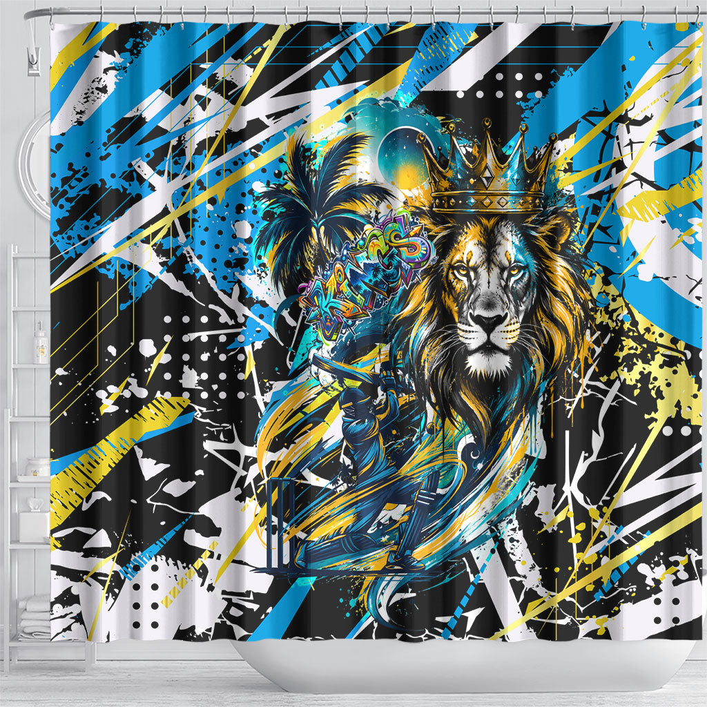 Saint Lucia Kings Cricket Shower Curtain Born To Lead Caribbean Cricket Graffiti Splash Art