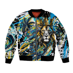 Saint Lucia Kings Cricket Sleeve Zip Bomber Jacket Born To Lead Caribbean Cricket Graffiti Splash Art