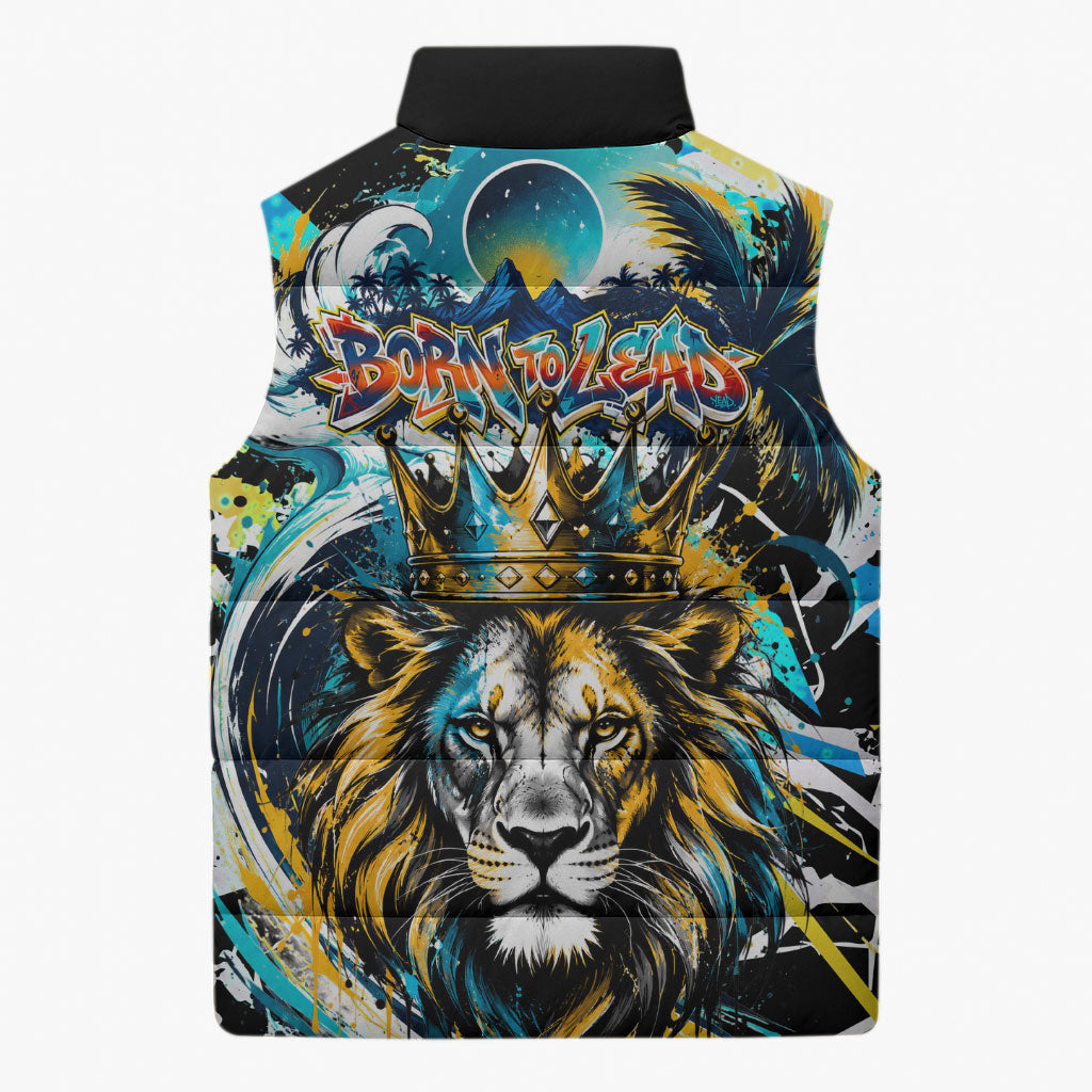 Saint Lucia Kings Cricket Sleeveless Puffer Jacket Born To Lead Caribbean Cricket Graffiti Splash Art